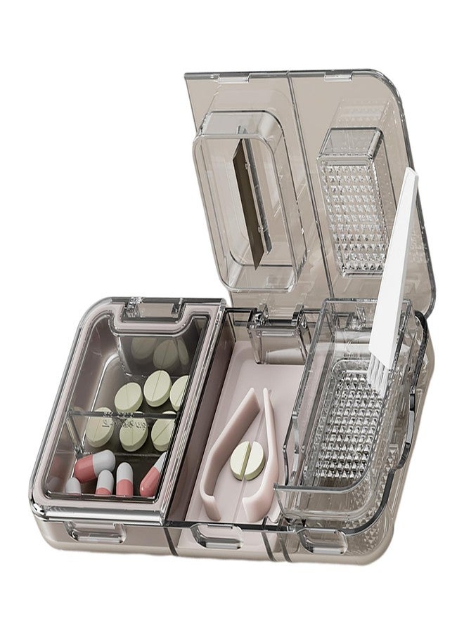 CFMOUR 3-in-1 Pill Cutter Splitter for Tiny or Small Large Pills, Mills for Elderly, Kids&Pets, Black - Image 1